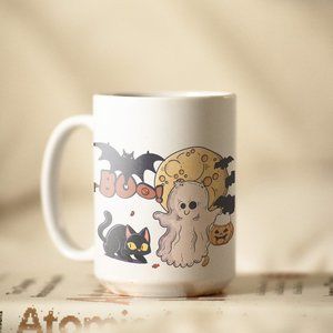 Halloween Boo Coffee Mug. Halloween Coffee Cup. 15oz Ceramic Mug